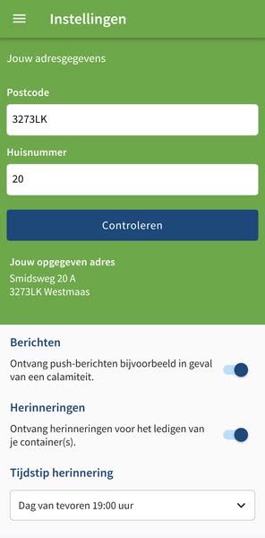 controle adres in RAD-app, stap 1